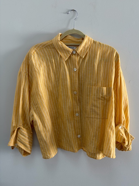 Madewell Tops - Madewell Linen Cropped Shirt